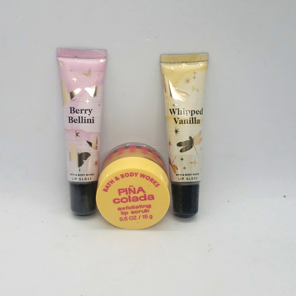 Bath and Body Works Lippy Lip Care Bundle Lip Scrub & Lip Gloss 3-Piece Set